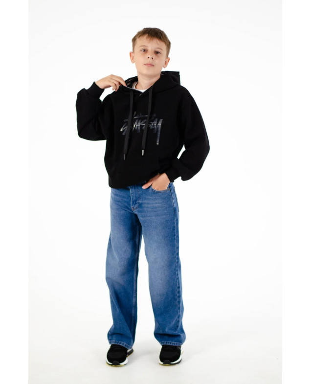 Худі для дівчинки або для хлопчика весна-осінь 6Q518 котон чорний Stussy 130(р) 