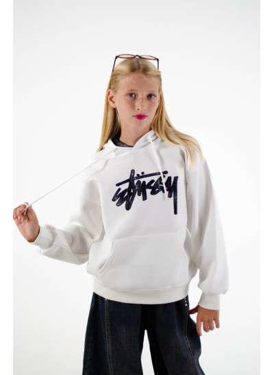 Худі для дівчинки або для хлопчика весна-осінь 6Q518 котон молочний Stussy 130(р) 