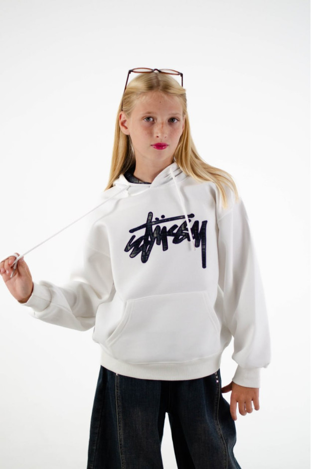 Худі для дівчинки або для хлопчика весна-осінь 6Q518 котон молочний Stussy 130(р) 