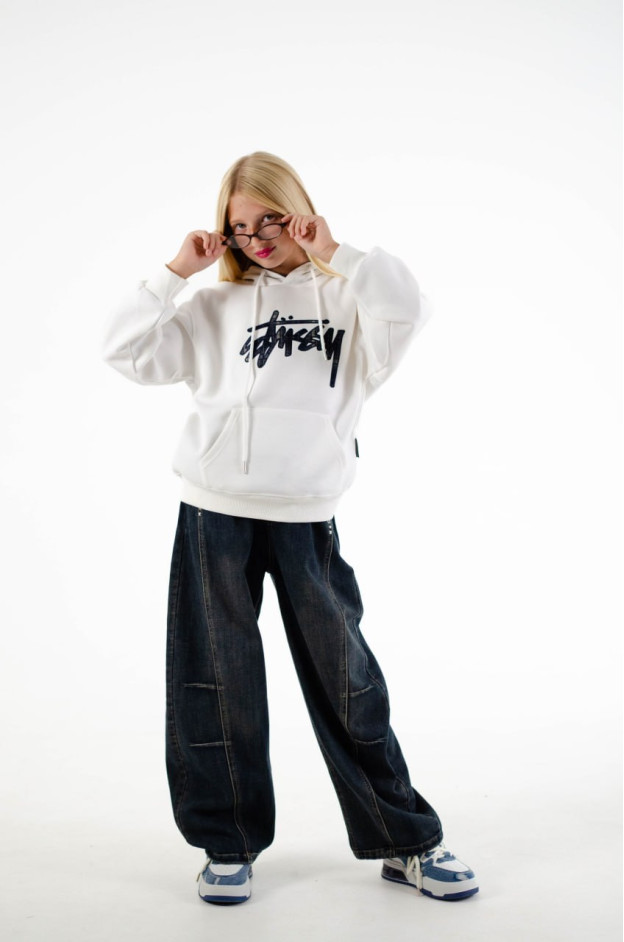 Худі для дівчинки або для хлопчика весна-осінь 6Q518 котон молочний Stussy 130(р) 