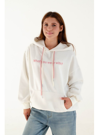 Худі для дівчинки весна-осінь 82049 котон молочний What you wear 160(р) 