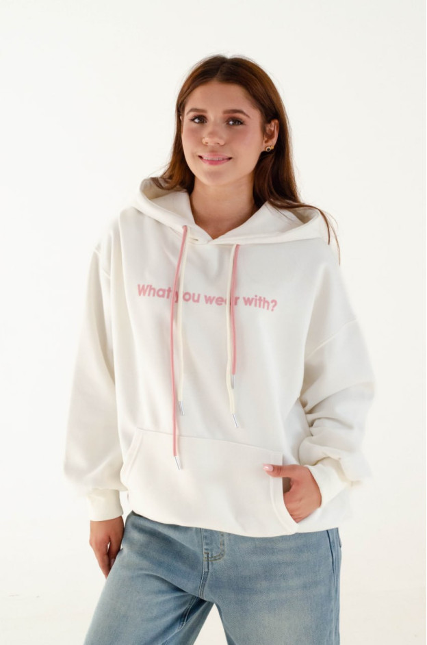 Худі для дівчинки весна-осінь 82049 котон молочний What you wear 160(р) 