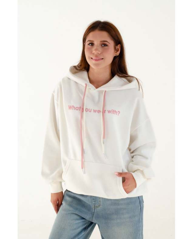 Худі для дівчинки весна-осінь 82049 котон молочний What you wear 160(р) 