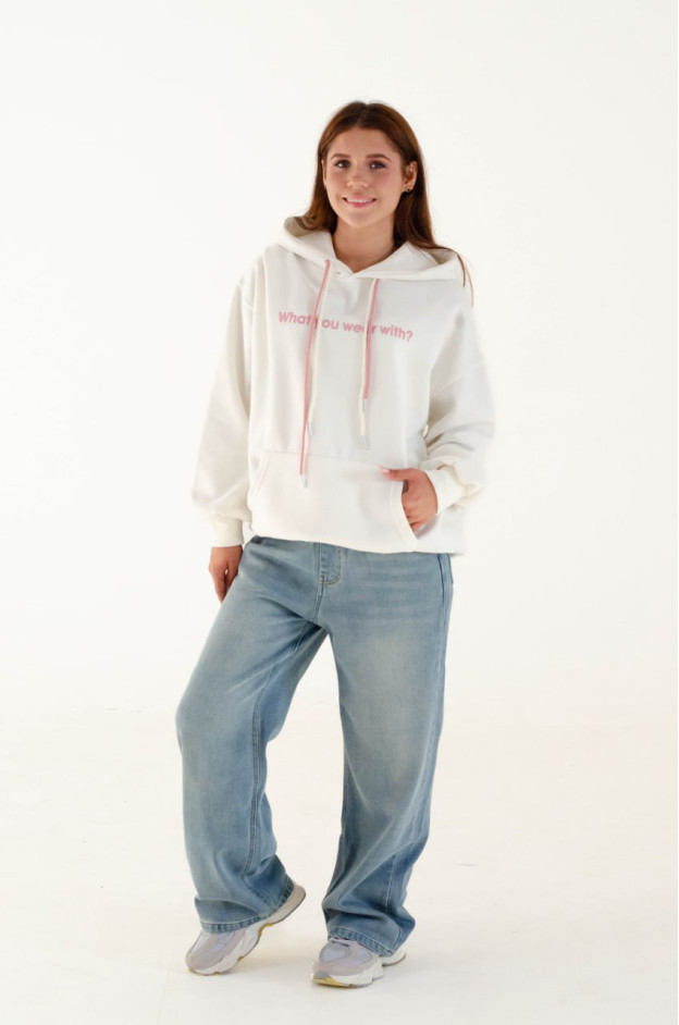 Худі для дівчинки весна-осінь 82049 котон молочний What you wear 160(р) 