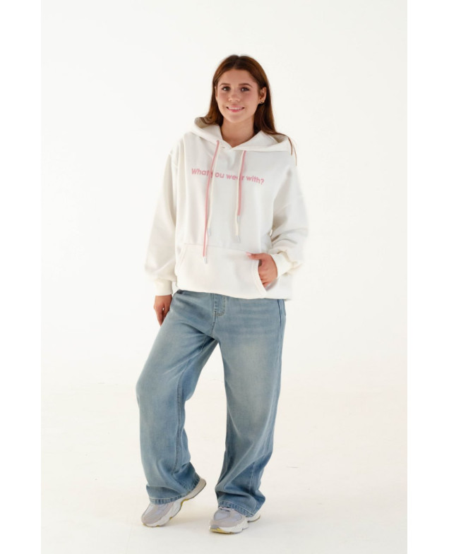 Худі для дівчинки весна-осінь 82049 котон молочний What you wear 160(р) 