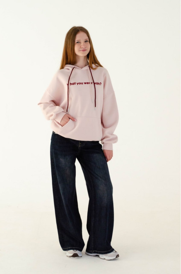 Худі для дівчинки весна-осінь 82049 котон рожевий What you wear 160(р) 