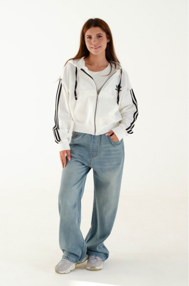 Зіп-худі для дівчинки весна-осінь 1402 котон молочний Adidas S(р) 