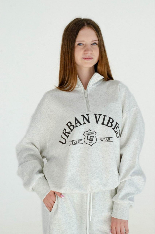 Костюм спорт для дівчинки весна-осінь 600146 котон сірий меланж Urba Vibes S(р) 