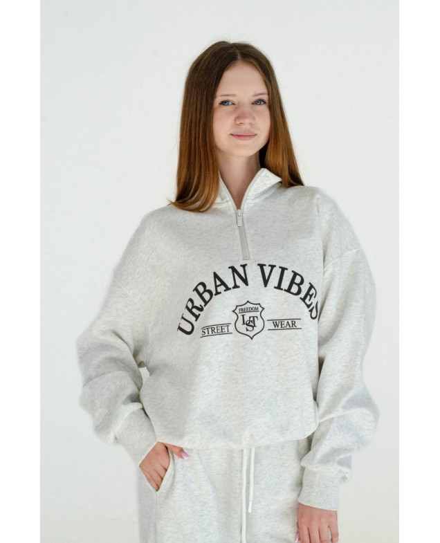 Костюм спорт для дівчинки весна-осінь 600146 котон сірий меланж Urba Vibes S(р) 