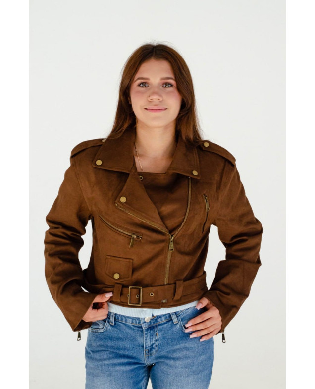 Куртка для дівчинки весна-осінь AW26-YJ1 екозамша кориця укорочена soft L(р) 