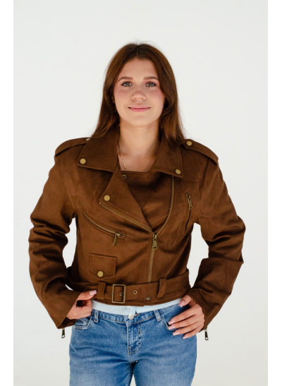 Куртка для дівчинки весна-осінь AW26-YJ1 екозамша кориця укорочена soft M(р) 