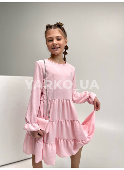 Сукня весна-осінь для дівчат 3540 п/е довгий рукав з сумочкою рожевий 10(р) 