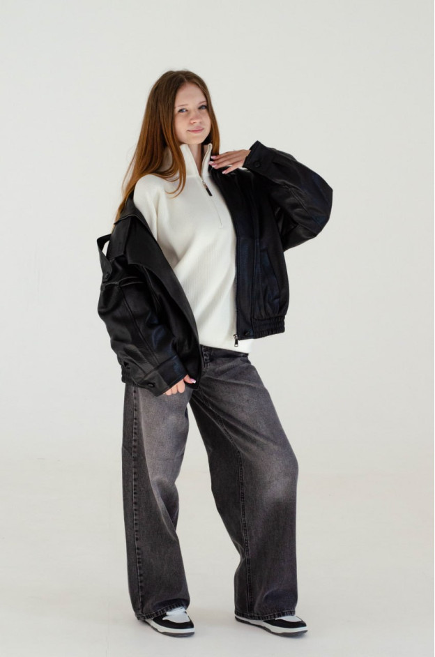 Куртка для дівчинки весна-осінь AW26-YJ1 екошкіра чорний ZARA M(р) 