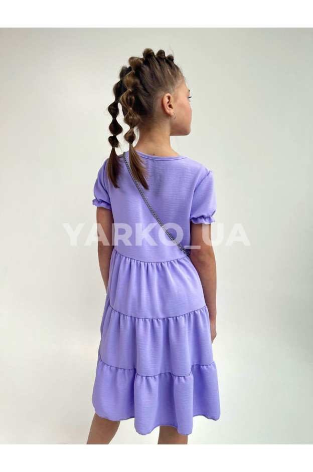 Сукня літо для дівчат 23907A п/е короткий рукав з сумочкою ліловий 4(р) 