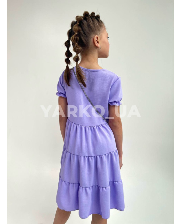 Сукня літо для дівчат 23907A п/е короткий рукав з сумочкою ліловий 4(р) 
