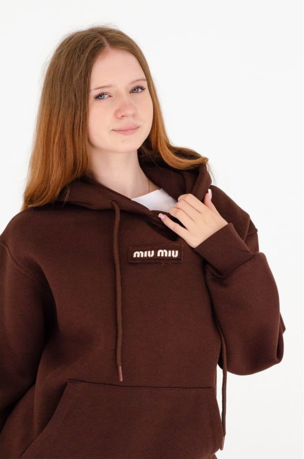 Костюм спорт для дівчинки на зиму 600224 котон/фліс шоколад Miu Miu S(р) 