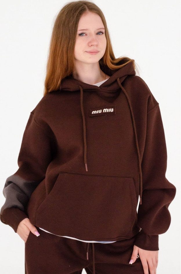 Костюм спорт для дівчинки на зиму 600224 котон/фліс шоколад Miu Miu S(р) 