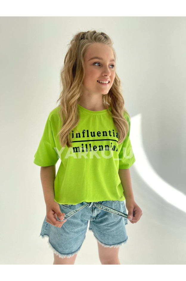 Футболка DOMINIK літо для дівчаток 6003 котон Influential салатовий 140(р) 