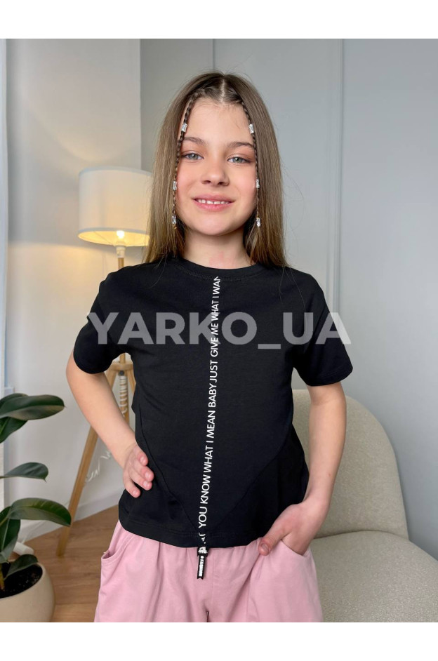 Футболка Blueland літо для дівчаток 3725 котон Just чорний 128(р) 