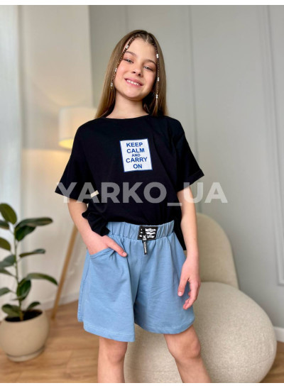 Футболка DOMINIK літо дів. 5045 котон keep calm чорний 140(р) 