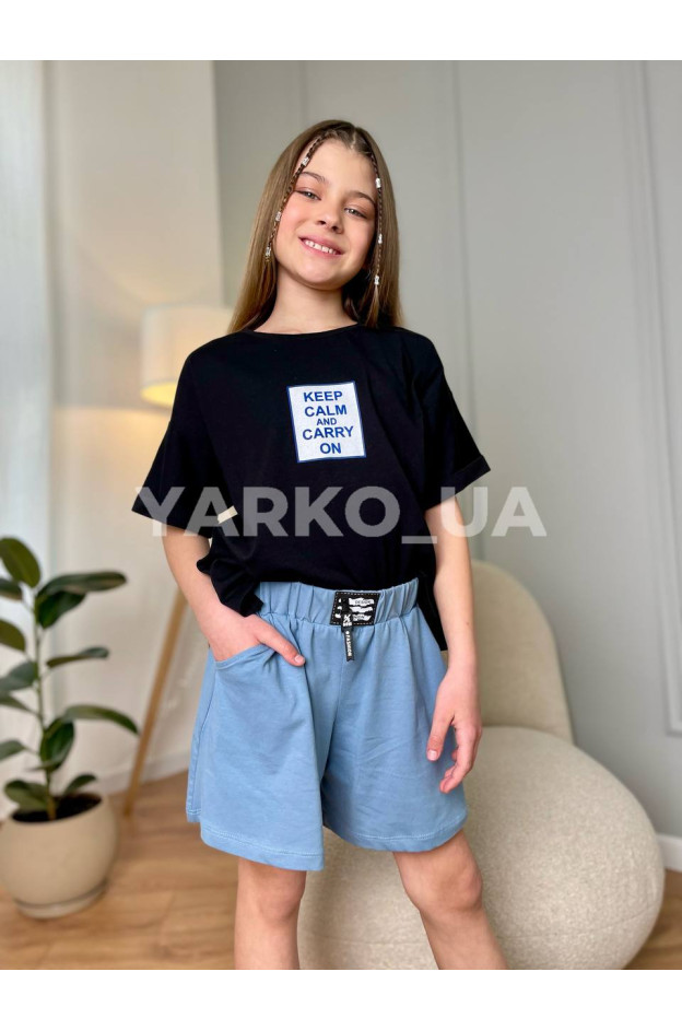 Футболка DOMINIK літо дів. 5045 котон keep calm чорний 140(р) 