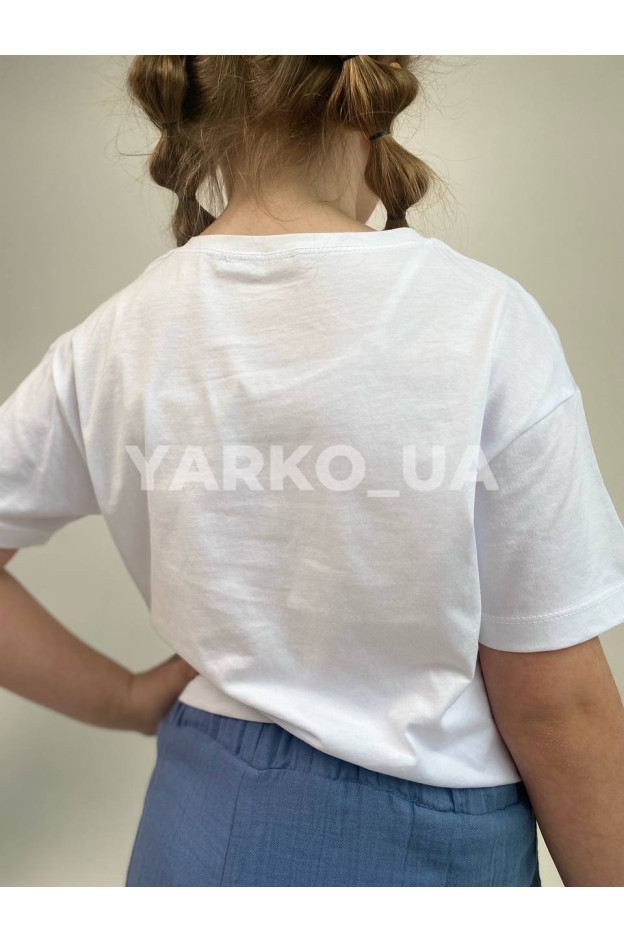Футболка Blueland літо для дівчаток 3511 котон Open білий 140(р) 