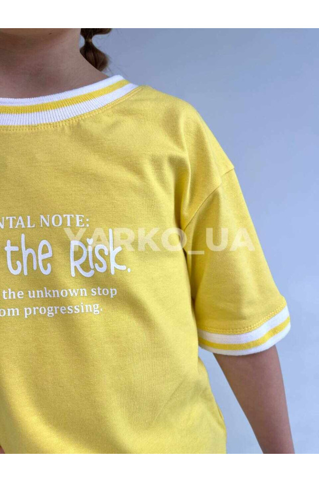 Футболка Туреччина літо для дівчаток 0708 котон Risk  жовтий/білий 134(р) 