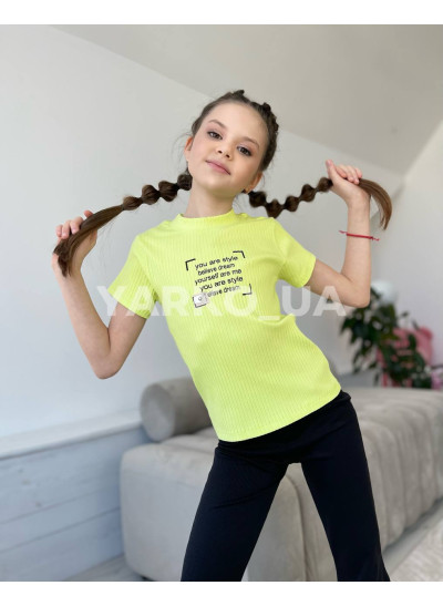 Футболка Viollen літо дів. 4875 котон you are style лайм 128(р) 