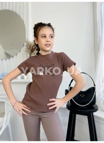 Футболка Viollen літо дів. 4875 котон you are style шоколад 128(р) 