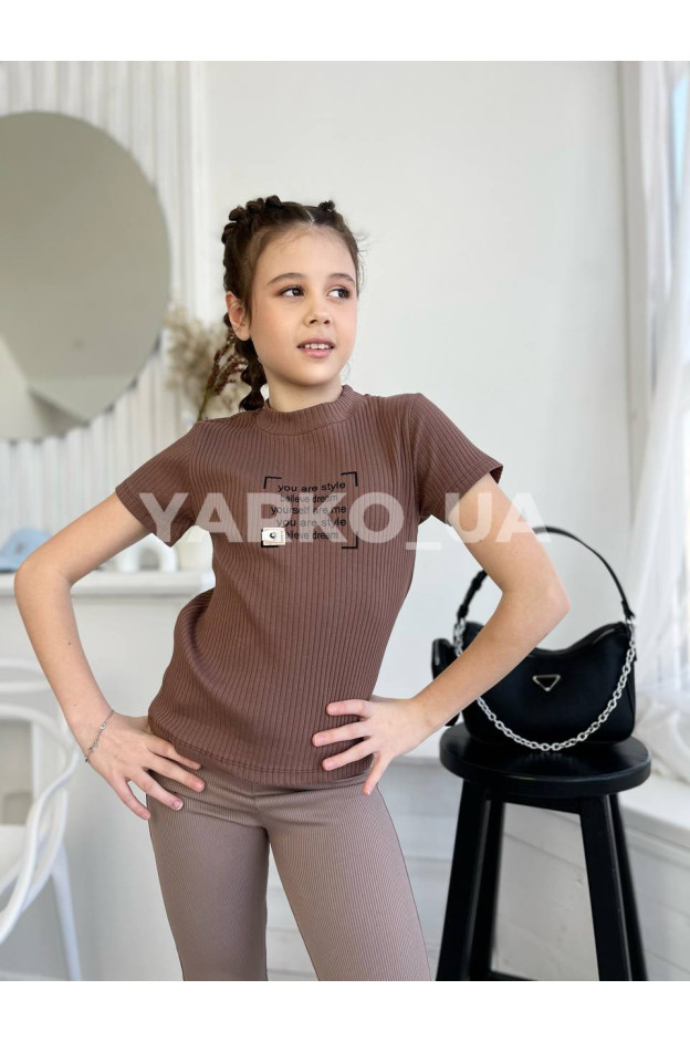 Футболка Viollen літо дів. 4875 котон you are style шоколад 128(р) 