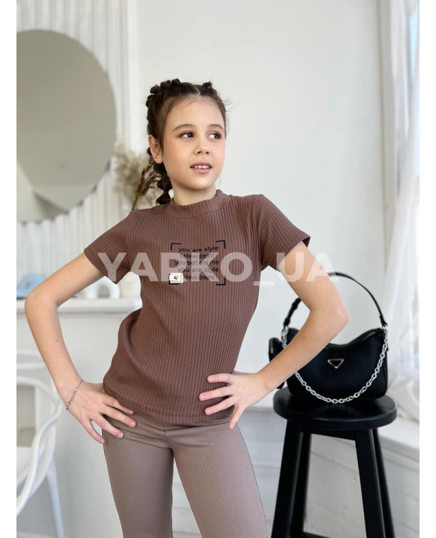 Футболка Viollen літо дів. 4875 котон you are style шоколад 128(р) 