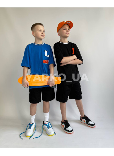 Футболка LOCOLOCO uni на літо 7045 з котону чорний буклє 140(р)