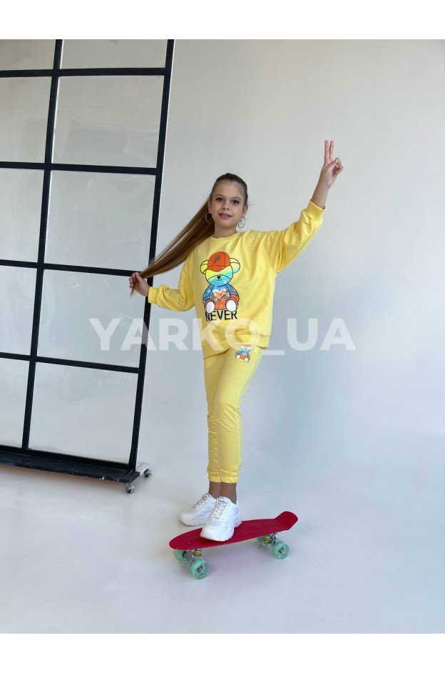 Брюки спортивні Papillon для дівчат весна/осінь P1627 котон/пе жовтий NEVER мішка 14(р)