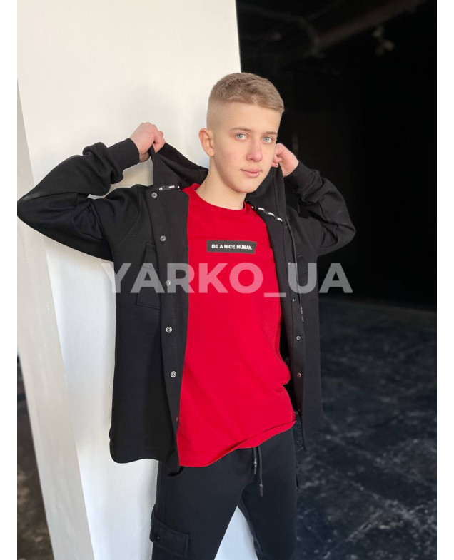 Футболка DOFFBI для хлопчиків на літо 5494-3 з котону Nice Human червоний 152(р)