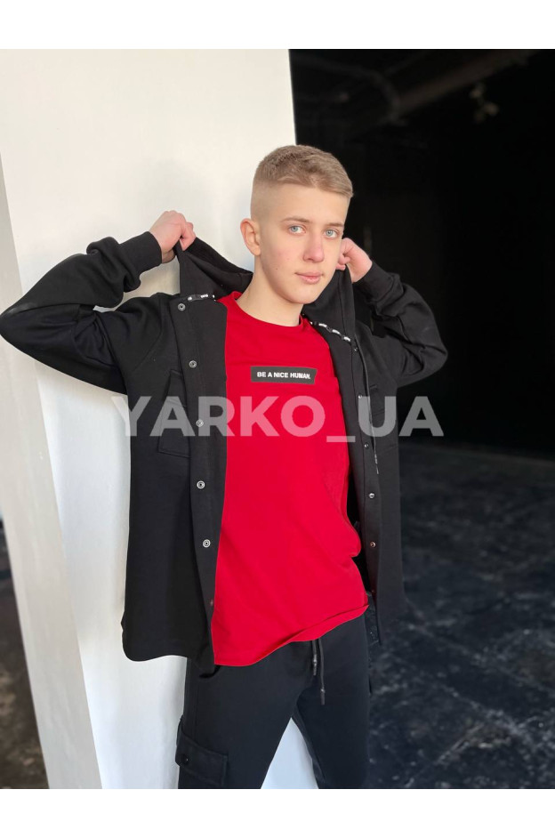 Футболка DOFFBI для хлопчиків на літо 5494-4 з котону Nice Human червоний 176(р)