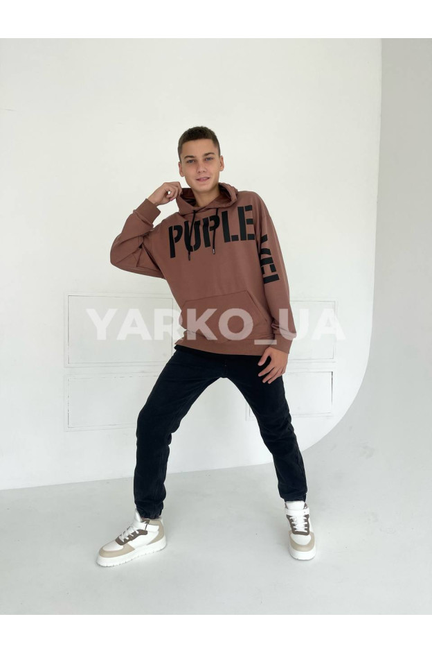 Худі для хлопців весна/осінь 5484-4 з котону мокко PUPLE 176(р)