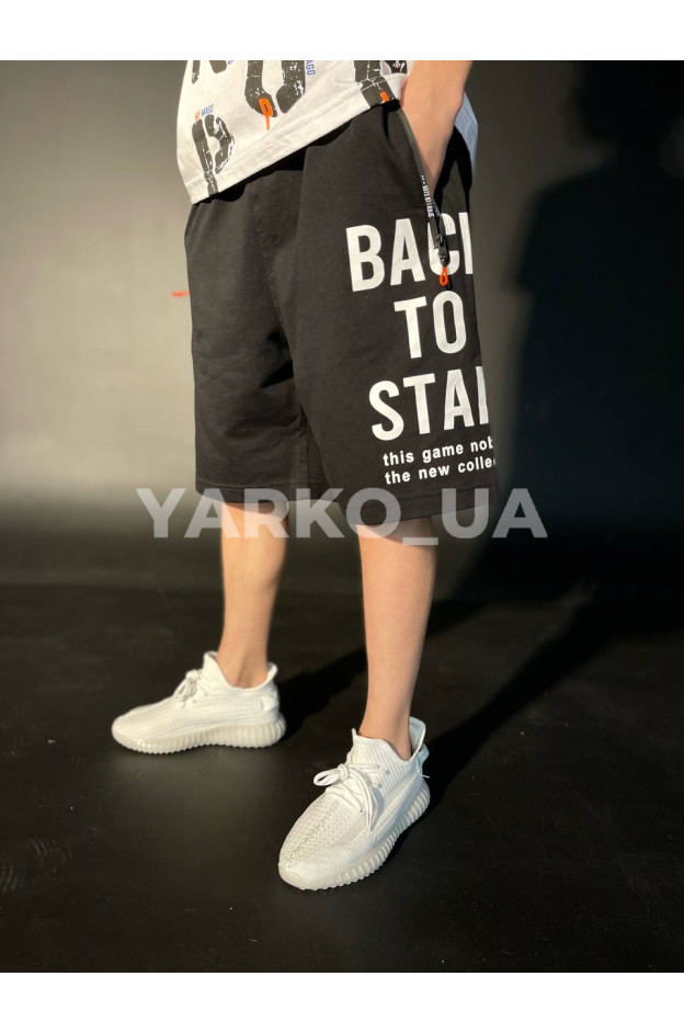 Шорти DOFFBI для хлопчиків на літо 6196-4 котон чорний/білий BACK 176(р)