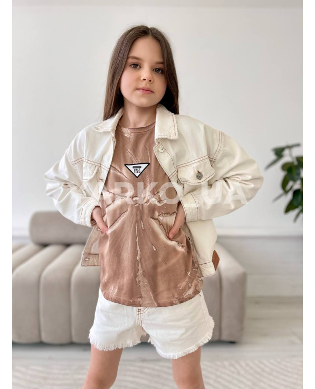 Шорти LOCOLOCO літо для дівчат 6063 котон Junior крем 134(р) 