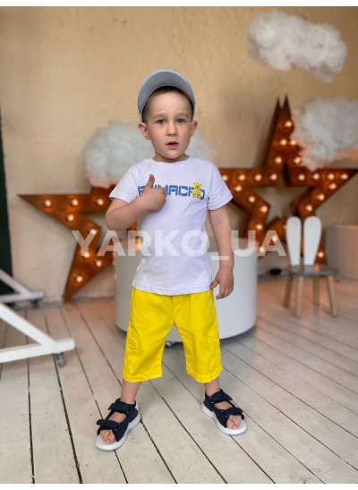 Шорти Flori для хлопчиків на літо 22218-1 котон жовтий кишені 92(р)