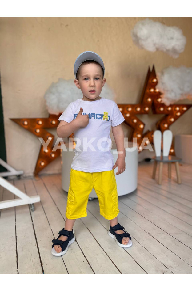 Шорти Flori для хлопчиків на літо 22218-2 котон жовтий кишені 134(р)