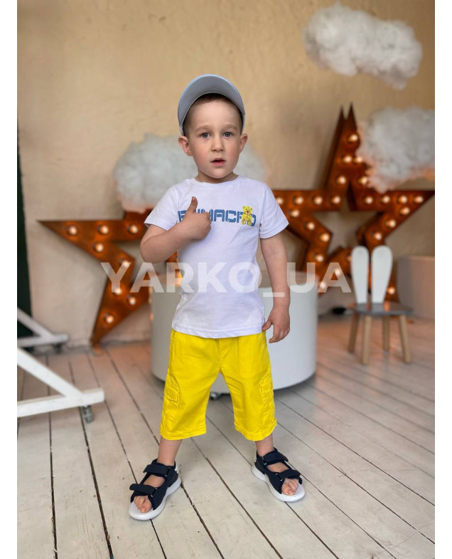 Шорти Flori для хлопчиків на літо 22218-2 котон жовтий кишені 134(р)