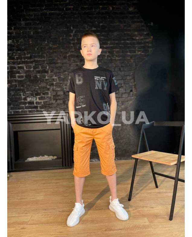 Шорти Flori для хлопчиків на літо 22218-1 котон оранж кишені 98(р)