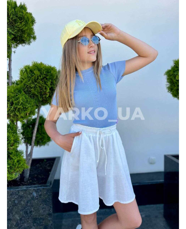 Шорти LOCOLOCO для дівчат на літо 5015 з котону білий сонце 134(р)