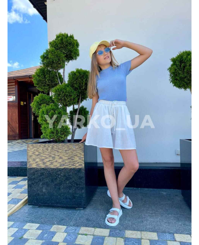 Шорти LOCOLOCO для дівчат на літо 5015 з котону білий сонце 134(р)