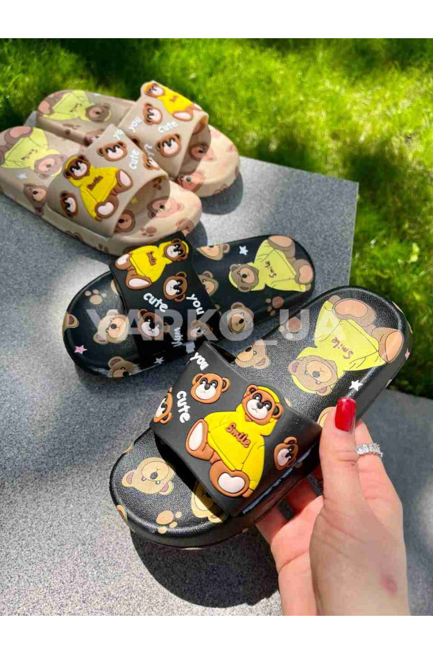 Шльопанці uni на літо A6615 гума чорний cute 32-33(р)