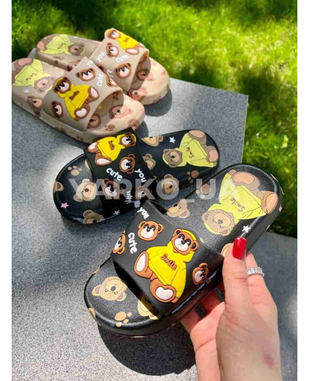 Шльопанці uni на літо A6615 гума чорний cute 32-33(р)