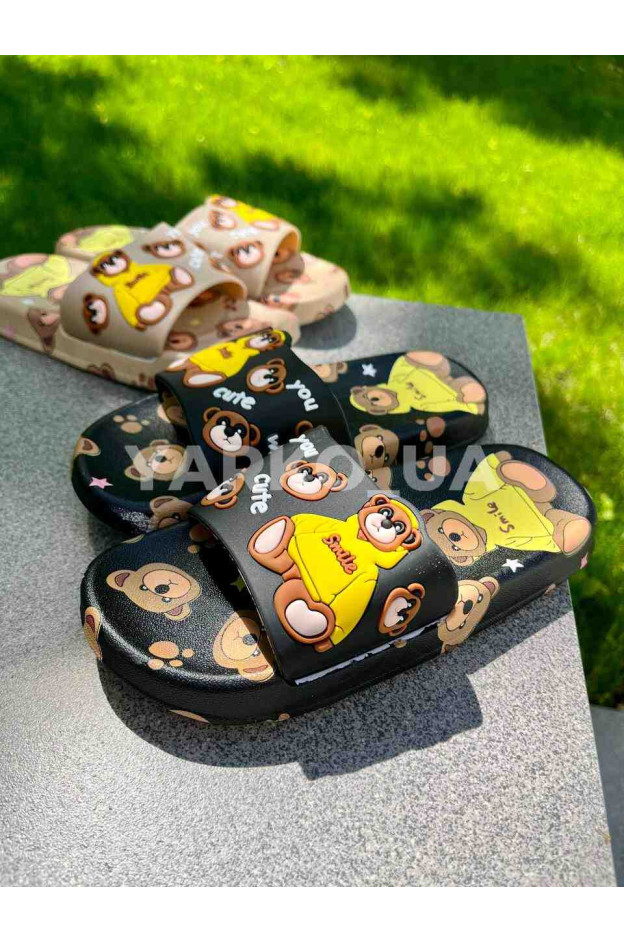 Шльопанці uni на літо A6615 гума чорний cute 32-33(р)