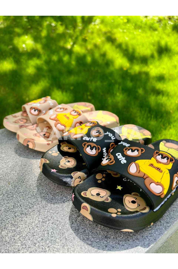 Шльопанці uni на літо A6615 гума чорний cute 32-33(р)