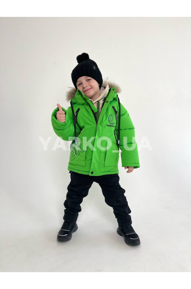 Куртка для хлопчиків на зиму CX-51# з холофайберу з флісом зелений C-Dream 98(р)