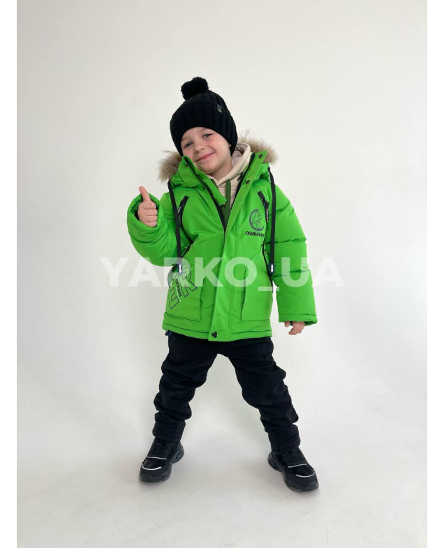 Куртка для хлопчиків на зиму CX-51# з холофайберу з флісом зелений C-Dream 98(р)